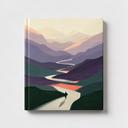 Portada ilustrada de una novela de viaje con colores verdes y violetas
